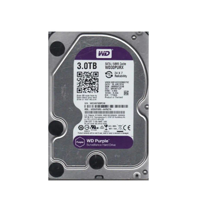 WD PURPLE 3TB 5400RPM SATA 6Gb/s 64MB Cache 3.5 Internal Hard Drive compatible with surveillance systems