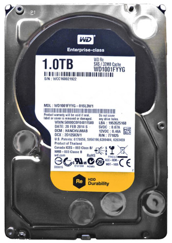 WD1001FYYG - Western Digital 1TB 7200RPM SAS 6Gb/s 32MB 3.5" HDD