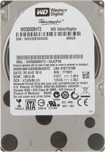 WD5000BHTZ - Western Digital 500GB 10000RPM SATA 2.5-Inch HDD