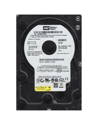 WD5000YS - WESTERN DIGITAL 500GB 7200RPM SATA 3.5" HDD