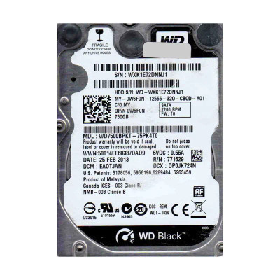 Western Digital 750GB 7200RPM SATA 6Gbps 2.5 16MB Cache Hard Drive for Laptops