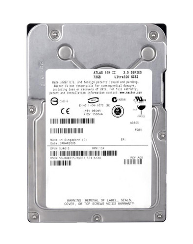 Dell 73GB 15000RPM Ultra 320 SCSI 3.5 8MB Cache Hot Swap Hard Drive for ProLiant DL360p Gen8 servers