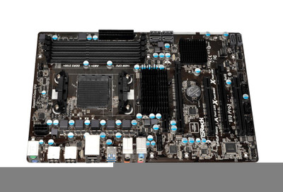 970-PRO3 ASRock Socket AM3+ AMD 970 + SB950 Chipset AMD Phenom II X6/ II X4/ II X3/ II X2/ AMD Athlon II X4/ II X3/ II X2/ AMD Sempron Processors Support DDR3 4x DIMM 6x SATA3 6.0Gb/s ATX Motherboard