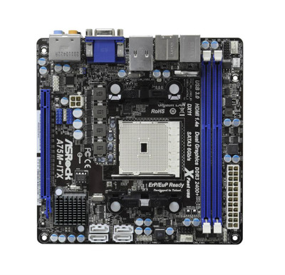ASRock A75M-ITX Mini-ITX Motherboard for AMD FM1 Processors - DDR3 Support, 4x SATA3, 100W, Compact Size