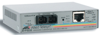 AT-FS232-60 - Allied Telesis 10/100TX to 100FX (SC) 15KM Distance Support Fast Ethernet to Fiber Media and Rate Converter
