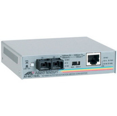 AT-MC116XL Allied Telesis 10/ 100Base-TX to 10Base-FL/ 100Base-SX (SC) Multi-mode Fiber 2km 850nm Standalone Media Converter