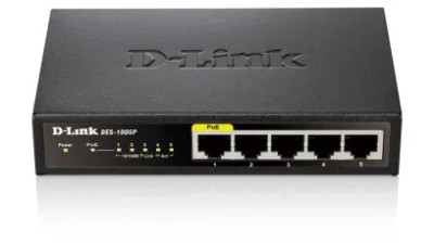 D-Link DES-1005P 5-Port Fast Ethernet Metal Desktop Switch with PoE - Ideal for small office networks