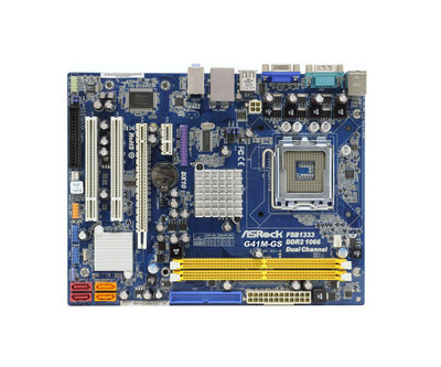 G41M-GS ASRock Socket LGA 775 Intel G41 + ICH7 Chipset Core 2 Extreme/ Core 2 Quad/ Core 2 Duo/ Pentium Dual-Core/ Celeron Dual-Core/ Celeron Processors Support DDR2 2x DIMM 4x SATA2 3.0Gb/s Micro-ATX Motherboard