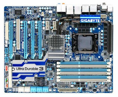 GA-X58A-UD7 Gigabyte Socket LGA 1366 Intel X58 + ICH10R Chipset Core i7 Processors Support DDR3 6x DIMM 8x SATA 3.0Gb/s ATX Motherboard