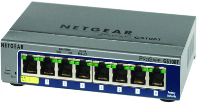 NetGear ProSafe 8-Port Gigabit Smart Switch GS108T-200NAS for high-speed networking in small businesses
