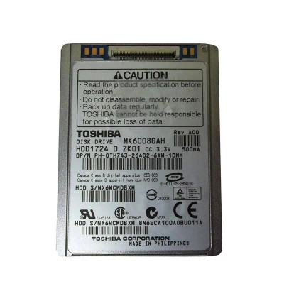 Toshiba 60GB 4200RPM 1.8 Internal Hard Drive for ZIF ATA-100 - HDD1724