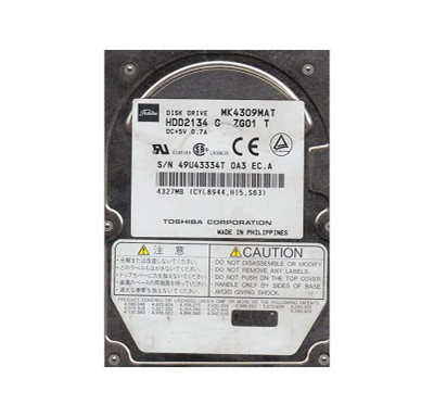 HDD2134 - TOSHIBA 4.3GB 4200RPM IDE 2.5" HDD