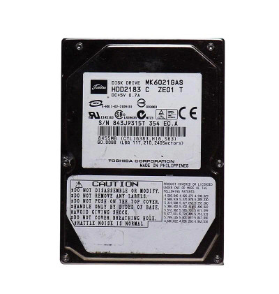 HDD2183 - TOSHIBA 60GB 4200RPM IDE 2.5" HDD