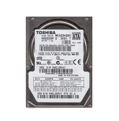 HDD2D39 - TOSHIBA 40GB 5400RPM SATA 8MB 2.5" HDD
