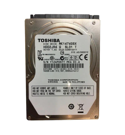 HDD2J96 - TOSHIBA 160GB 5400RPM SATA 8MB 2.5" HDD