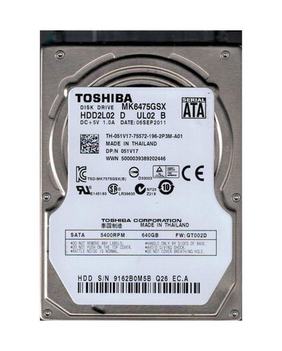 HDD2L02 - Toshiba 640GB 5400RPM SATA 3Gb/s 8MB Cache 2.5-Inch Hard Drive