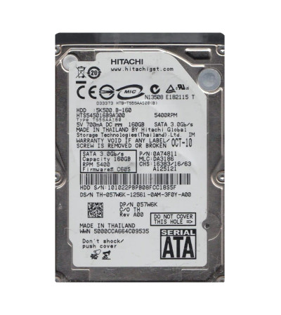 HTS545016B9A300 - Hitachi 160GB 5400RPM SATA 8MB 2.5" HDD