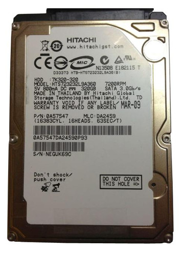 HTS723232L9A360 - Hitachi 320GB 7200RPM SATA 3Gb/s 2.5" HDD