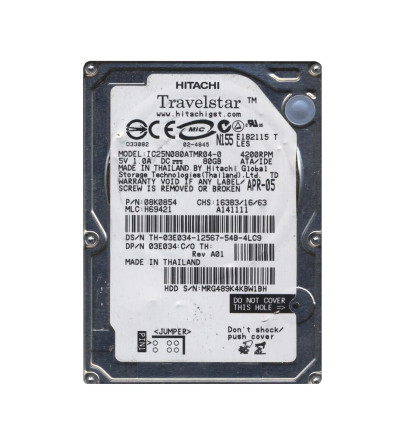 IBM IC25N080ATMR04-0 Travelstar 80GN 80GB 4200RPM ATA-100 2.5-inch HDD