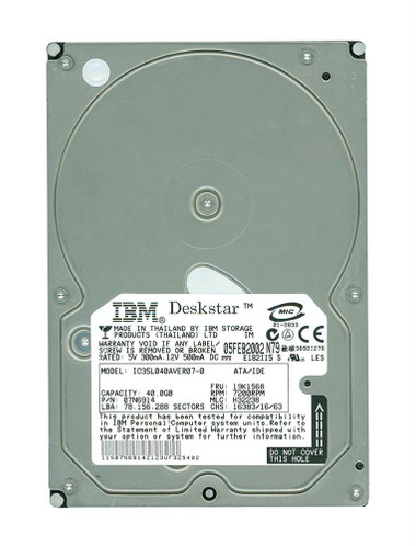 IC35L040AVER07-0 - IBM 40GB 7200RPM ATA-100 2MB 3.5" HDD