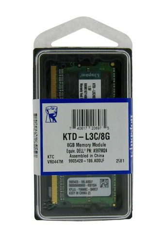KTD-L3C/8G - Kingston 8GB PC3-12800 DDR3-1600MHz non-ECC Unbuffered CL11 204-Pin SoDimm Dual Rank Memory Module