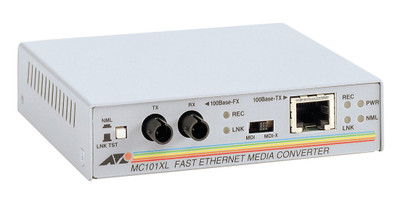 MC101XL Allied Telesis Fast Ethernet 100Base-TX to 100Base-FX (ST) Multi-Mode Fibre 2km Stand-Alone Media Converter