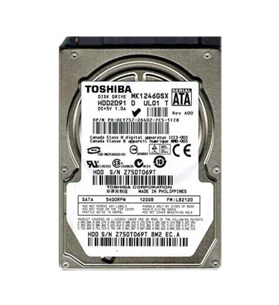 TOSHIBA MK1246GSX 120GB 5400RPM SATA 2.5Internal Hard Drive