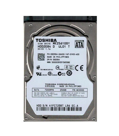 MK2561GSY - Toshiba 250GB 7200RPM SATA 3Gb/s 2.5" HDD