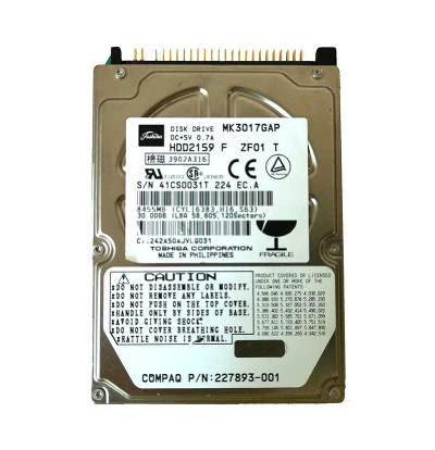 TOSHIBA MK3017GAP 30GB 4200RPM ATA-100 2.5Internal Hard Drive
