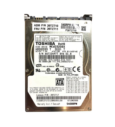Toshiba 60GB 5400RPM SATA 2.5-Inch Hard Drive for laptops