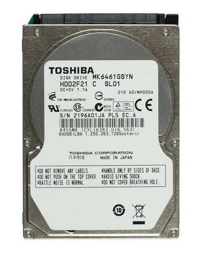TOSHIBA MK6461GSYN 640GB 7200RPM SATA 3Gbps 16MB Cache 2.5HDD