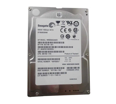 HP 507749-001 500GB 7200RPM SATA 2.5 Midline HDD with Tray for ProLiant DL360p Gen8 Servers