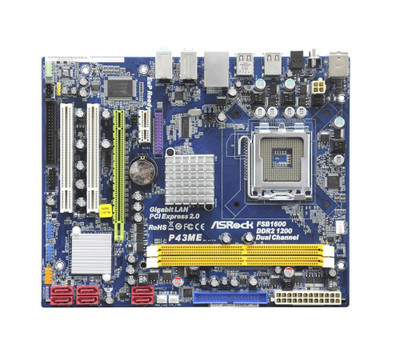 P43ME-BO-R ASRock P43ME Socket LGA 775 Intel P43 + ICH10 Chipset Core 2 Extreme/ Core 2 Quad/ Core 2 Duo/ Pentium Dual-Core/ Celeron Dual-Core/ Celeron Processors support DDR2 2x DIMM 6x SATA2 3.0Gb/s Micro-ATX Motherboard