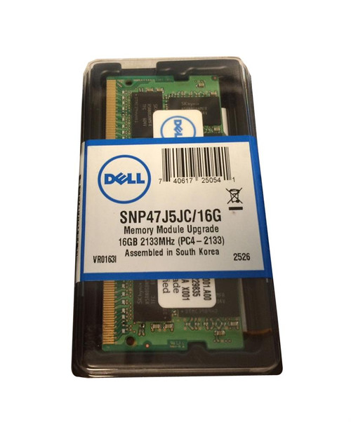 SNP47J5JC/16G - Dell 16GB PC4-17000 DDR4-2133MHz non-ECC Unbuffered CL15 260-Pin SoDimm 1.2V Dual Rank Memory Module