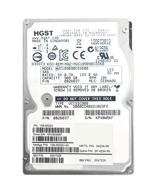 SP-423A-R5 NetApp 900GB 10000RPM SAS 6Gbps 64MB Cache 2.5-inch Internal Hard Drive