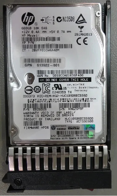 613922-001 - HP 600GB 10K RPM SAS 6Gb/s 2.5" HDD