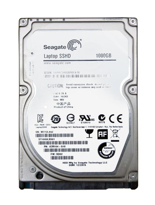 ST1000LX001 - Seagate Laptop SSHD 1TB SATA 6Gb/s 5400RPM 64MB Cache 32GB NAND Multi-Level-Cell 2.5-inch 9.5MM Solid State