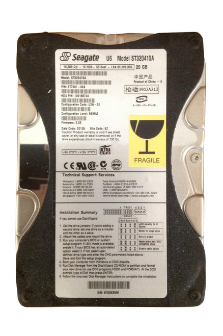 ST320410A12 Seagate U6 20GB 5400RPM ATA-100 2MB Cache 3.5-inch Internal Hard Drive