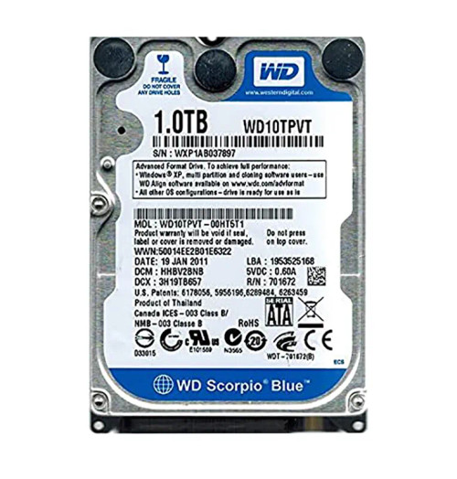 WD10TPVT - Western Digital 1TB 5200RPM SATA 8MB 2.5" HDD