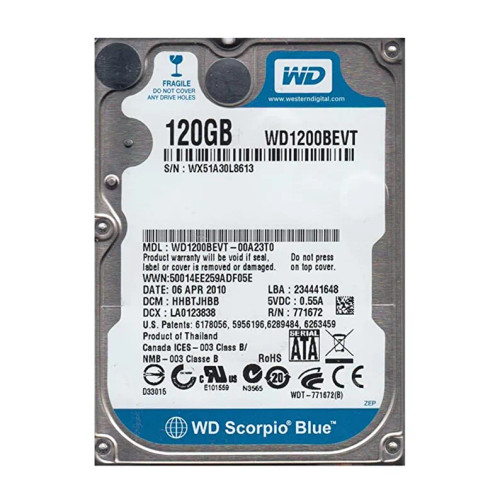WD1200BEVT - Western Digital 120GB SATA 5400RPM 2.5" HDD