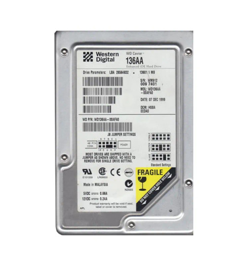 WD136AA - Western Digital 13.6GB 5400RPM EIDE 3.5" HDD