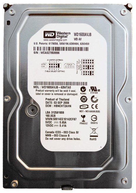 WD1600AVJB Western Digital AV 160GB 7200RPM ATA-100 8MB Cache 3.5-inch Internal Hard Drive