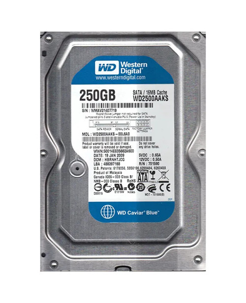 WD2500AAKS - WESTERN DIGITAL 250GB 7200RPM SATA 3Gb/s HDD