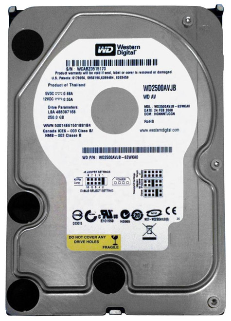 WD2500AVJB Western Digital AV 250GB 7200RPM ATA-100 8MB Cache 3.5-inch Internal Hard Drive