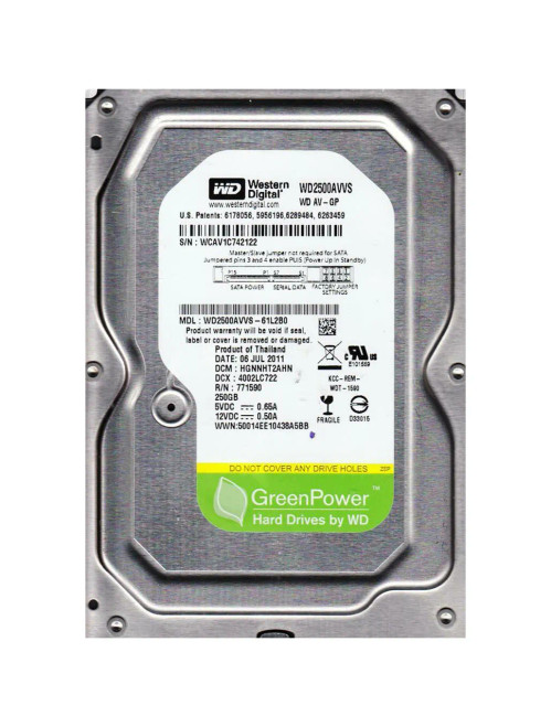 WD2500AVVS - Western Digital 250GB 7200RPM SATA 3.5" HDD