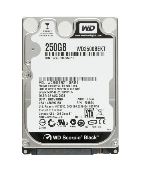 WD2500BEKT - WESTERN DIGITAL 250GB 7200RPM SATA 3Gb/s HDD