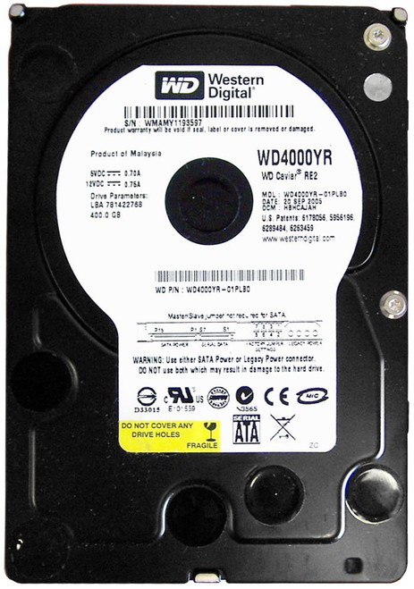 WD4000YR Western Digital Caviar RE2 400GB 7200RPM SATA 1.5Gbps 16MB Cache 3.5-inch Internal Hard Drive