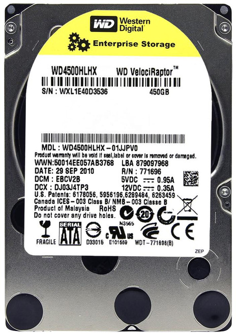 WD4500HLHX Western Digital VelociRaptor 450GB 10000RPM SATA 6Gbps 32MB Cache 3.5-inch Internal Hard Drive
