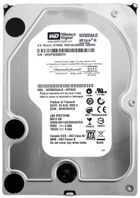 WD5000AAJS Western Digital Caviar Blue 500GB 7200RPM SATA 3Gbps 8MB Cache 3.5-inch Internal Hard Drive