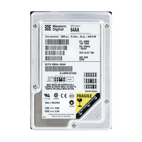 WD64AA - WESTERN DIGITAL 6.4GB 5400RPM EIDE 3.5" HDD